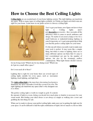 How to Choose the Best Ceiling Lights