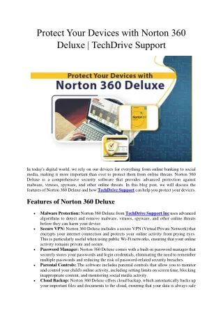 Protect Your Devices with Norton 360 Deluxe - TechDrive Support