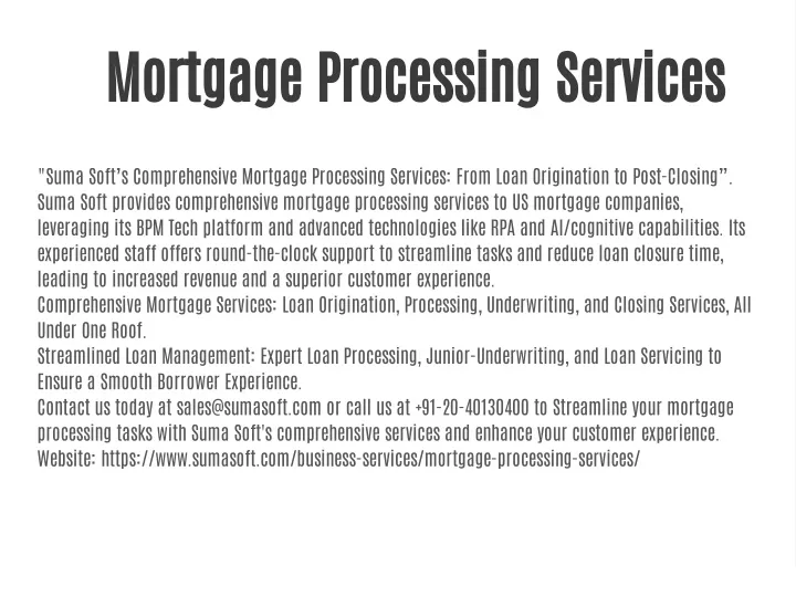 mortgage processing services suma soft provides