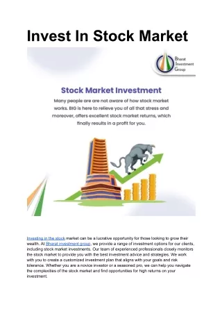Invest In Stock Market _ Bharat Investment Group