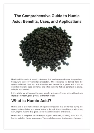 the comprehensive guide to humic acid benefits