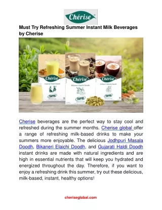 Must Try Refreshing Summer Instant Milk Beverages by Cherise