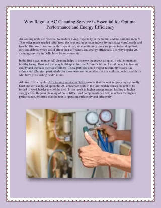 Why Regular AC Cleaning Service is Essential for Optimal Performance and Energy Efficiency
