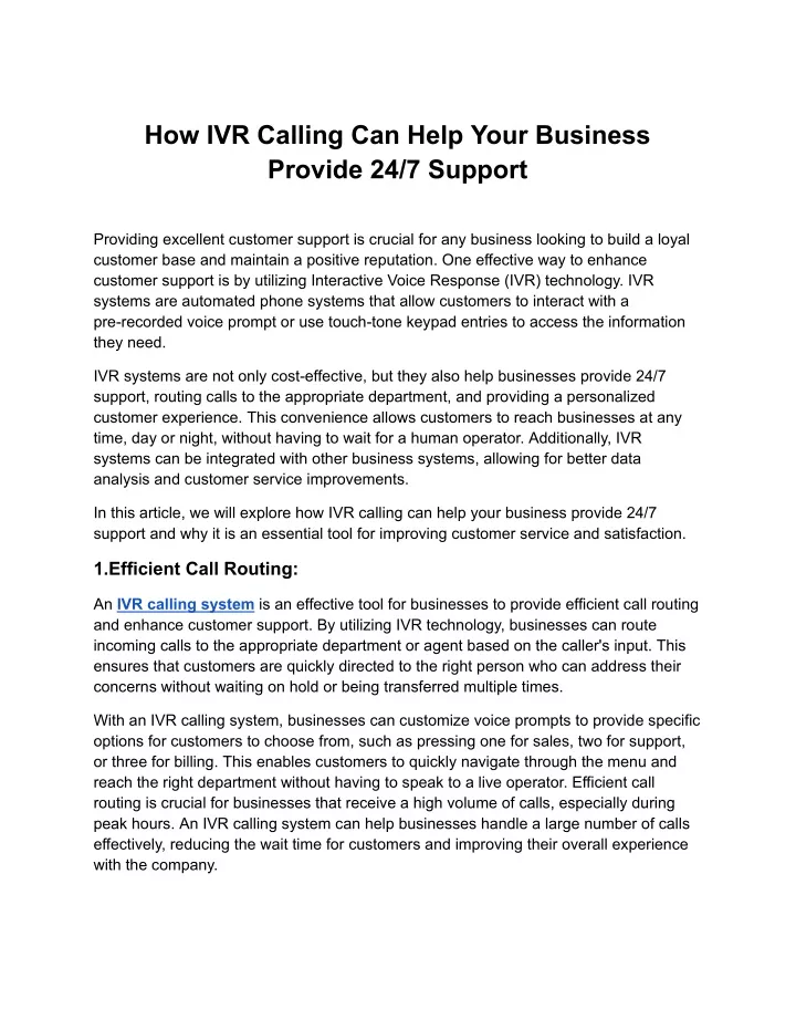 how ivr calling can help your business provide