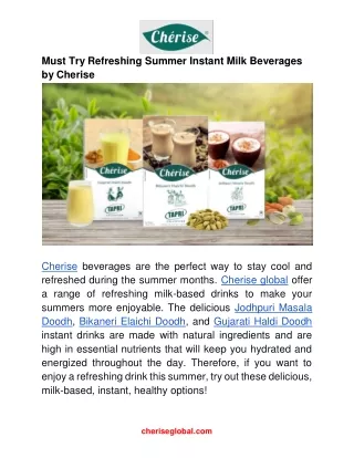 Must Try Refreshing Summer Instant Milk Beverages by Cherise