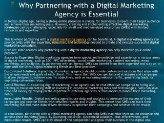Why Partnering with a Digital Marketing Agency is Essential