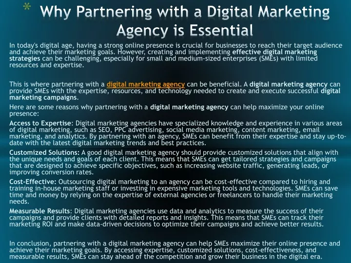 why partnering with a digital marketing agency is essential