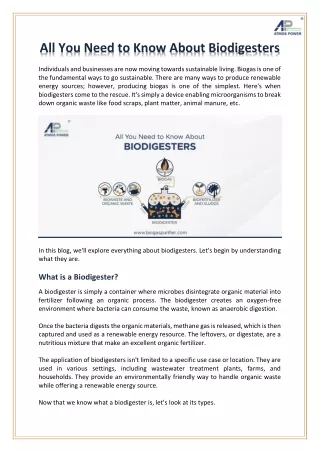 all you need to know about biodigesters