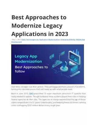 Best Approaches to Modernize Legacy Applications in 2023