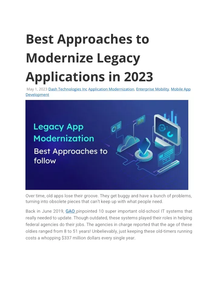 best approaches to modernize legacy applications