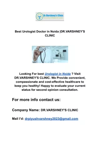 Best Urologist Doctor in Noida |DR.VARSHNEY'S CLINIC