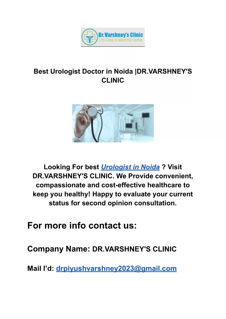 best urologist doctor in noida dr varshney