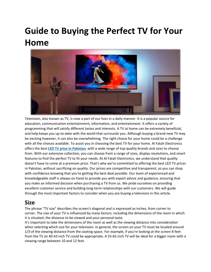 PPT - Guide To Buying The Perfect TV For Your Home PowerPoint ...