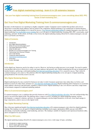 free digital marketing training learn