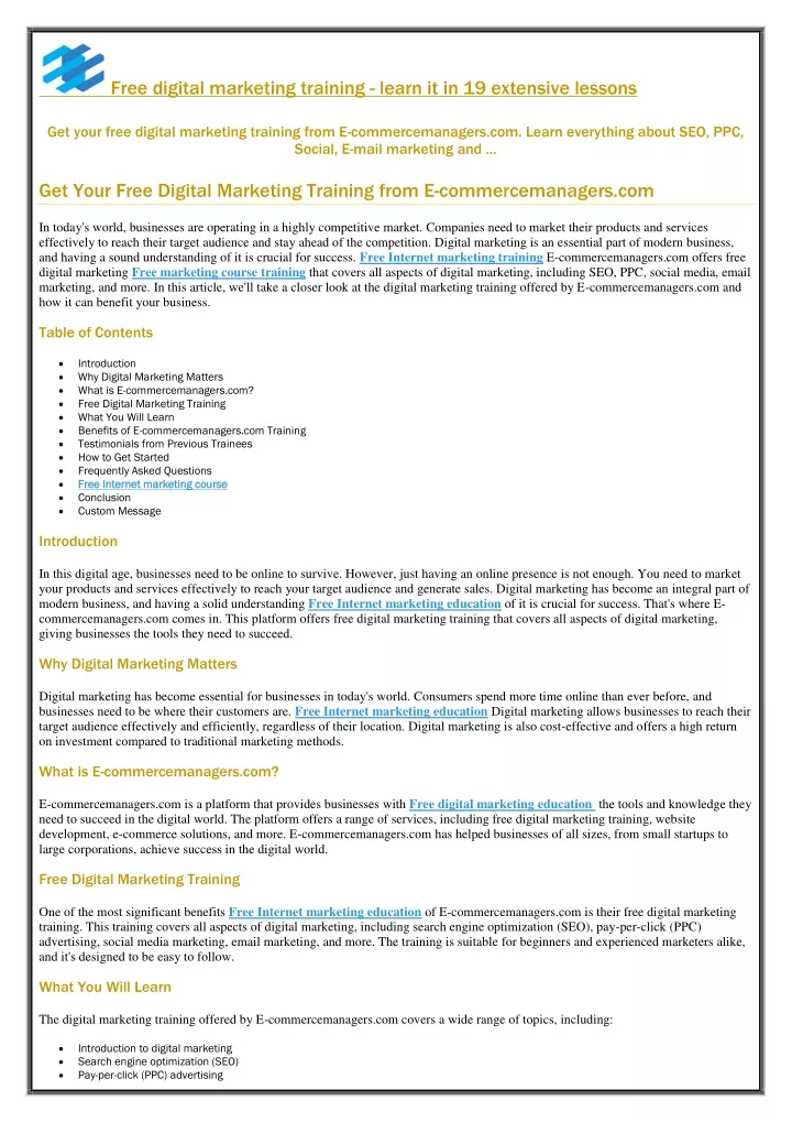 free digital marketing training learn