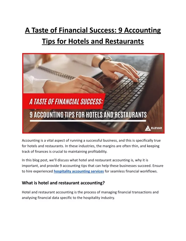 a taste of financial success 9 accounting tips