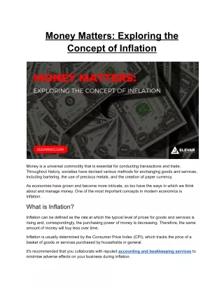 money matters exploring the concept of inflation