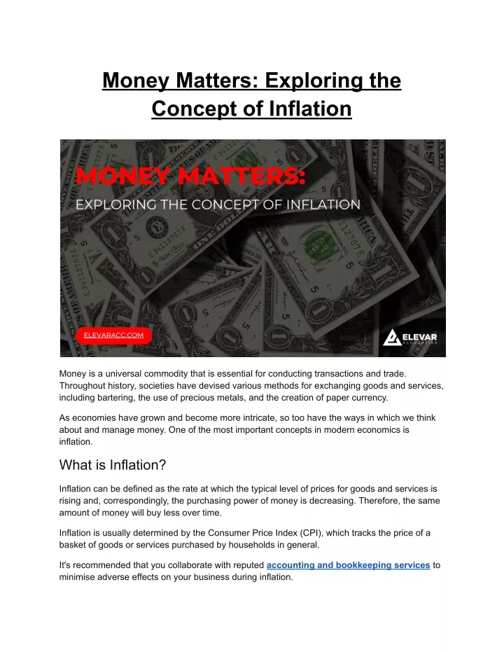 money matters exploring the concept of inflation