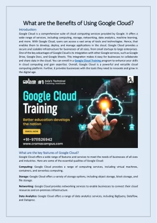 What are the Benefits of Using Google Cloud