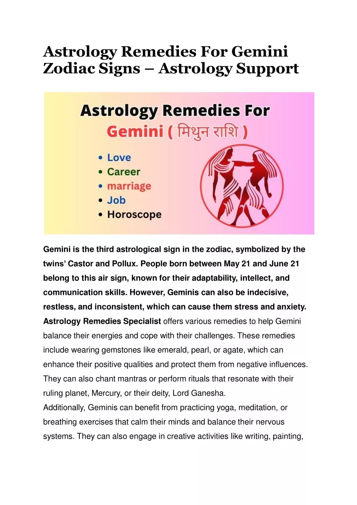 astrology remedies for gemini zodiac signs astrology support