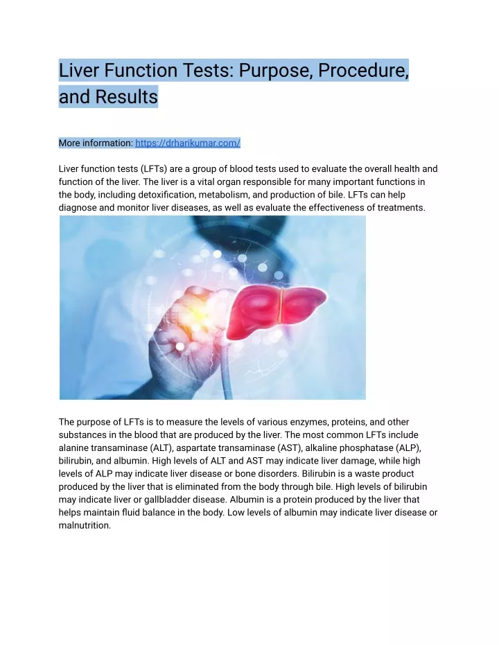 liver function tests purpose procedure and results