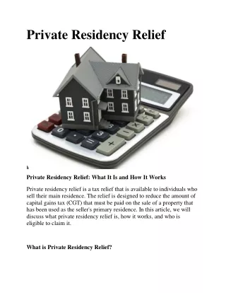 Private Residency Relief