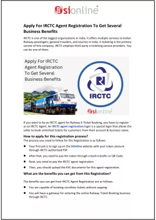 Apply For IRCTC Agent Registration To Get Several Business Benefits