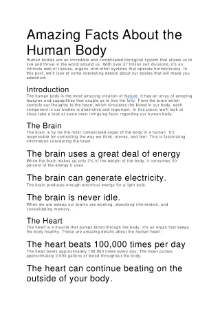 Amazing Facts About the Human Body