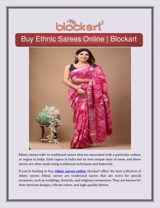 Buy Ethnic Sarees | Blockart