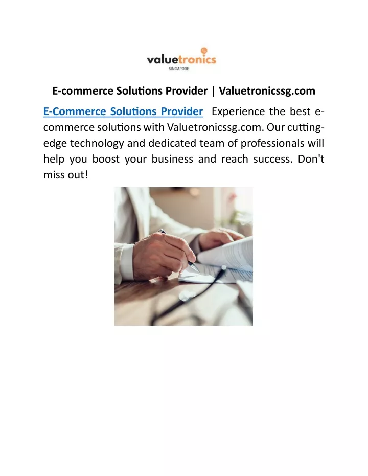 e commerce solutions provider valuetronicssg com