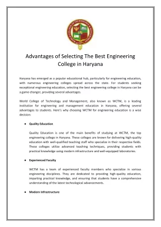 advantages of selecting the best engineering