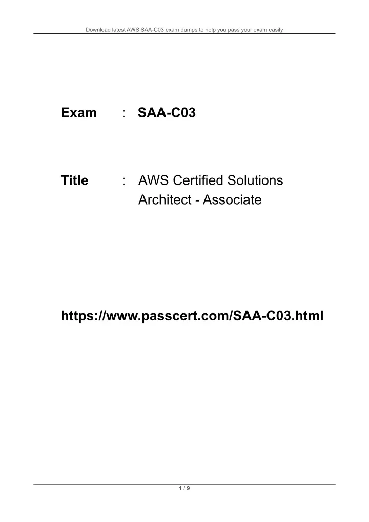 download latest aws saa c03 exam dumps to help