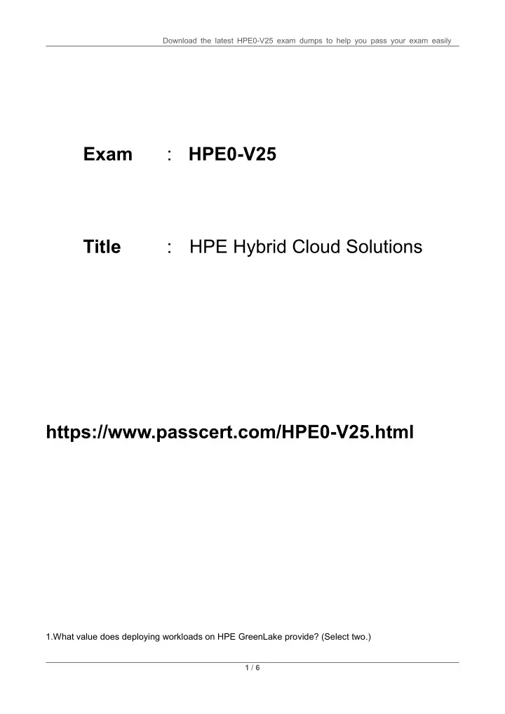 download the latest hpe0 v25 exam dumps to help