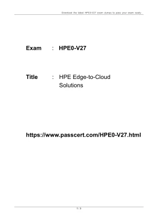 download the latest hpe0 v27 exam dumps to pass