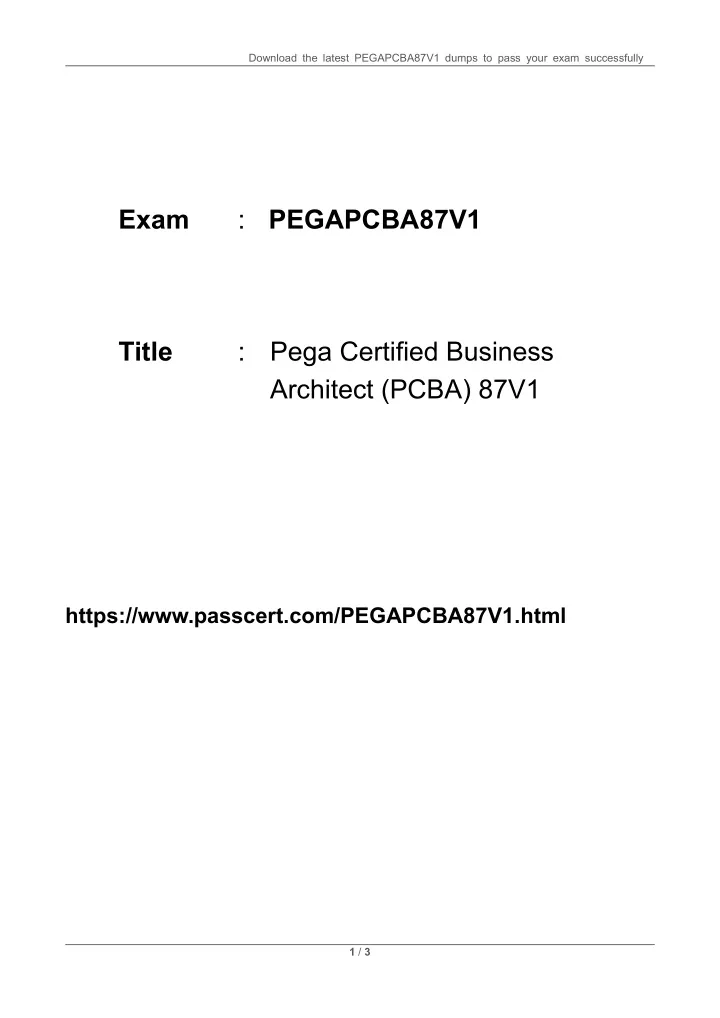 download the latest pegapcba87v1 dumps to pass