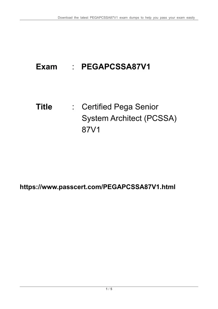 download the latest pegapcssa87v1 exam dumps