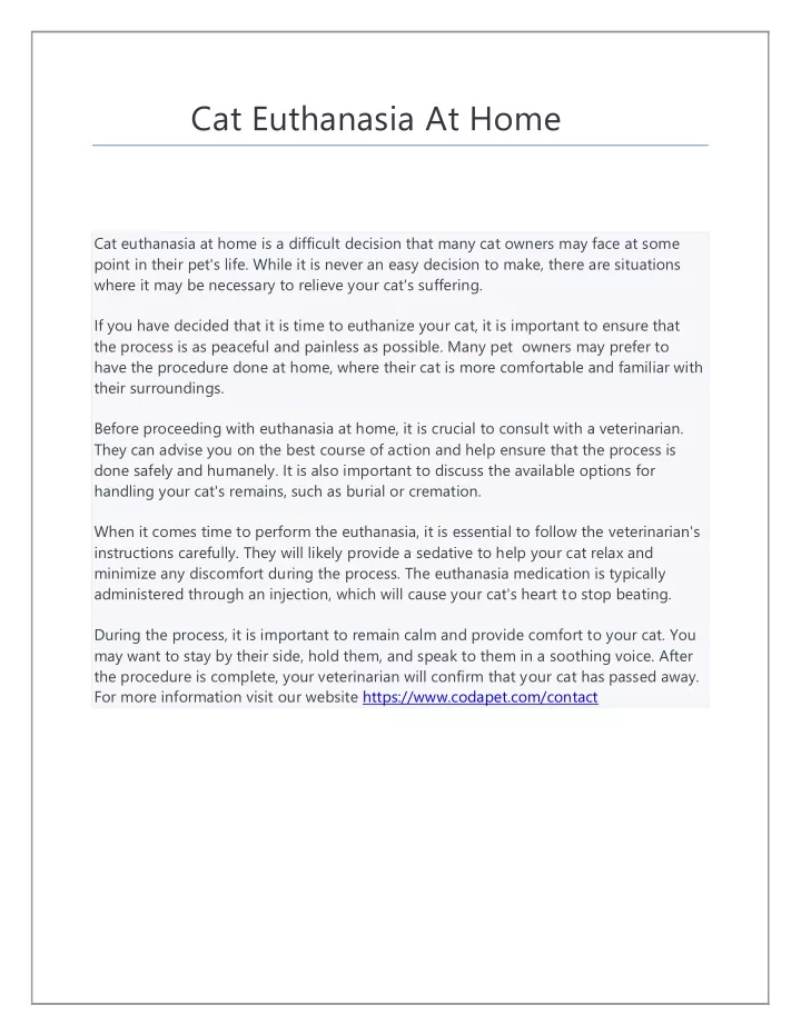 cat euthanasia at home