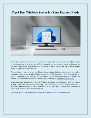 Top 8 Best Windows Server for Your Business Needs