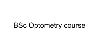 BSc Optometry course
