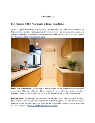 Best Premium 3 BHK Apartments in Jigani - Icon Homz