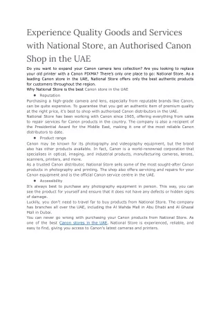 Experience Quality Goods and Services with National Store, an Authorised Canon Shop in the UAE (1)