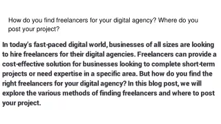 How do you find freelancers for your digital agency_ Where do you post your project_