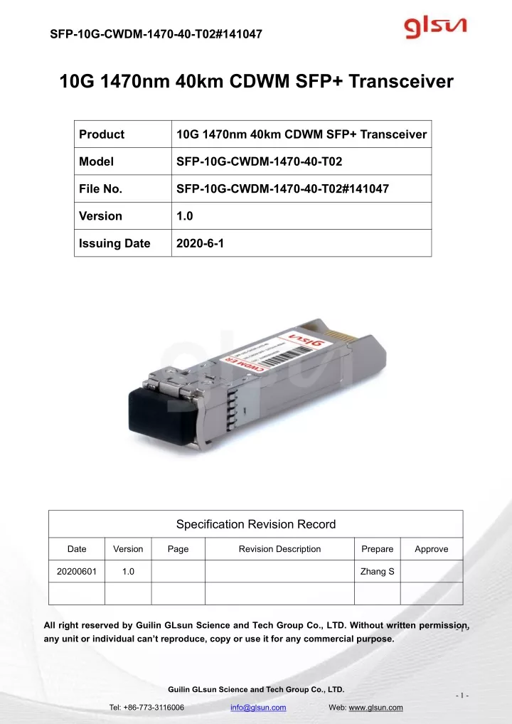 sfp 10g cwdm 1470 40 t02 141047