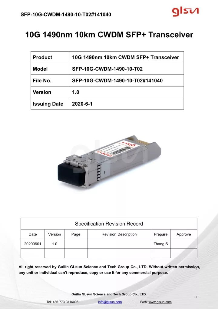 sfp 10g cwdm 1490 10 t02 141040