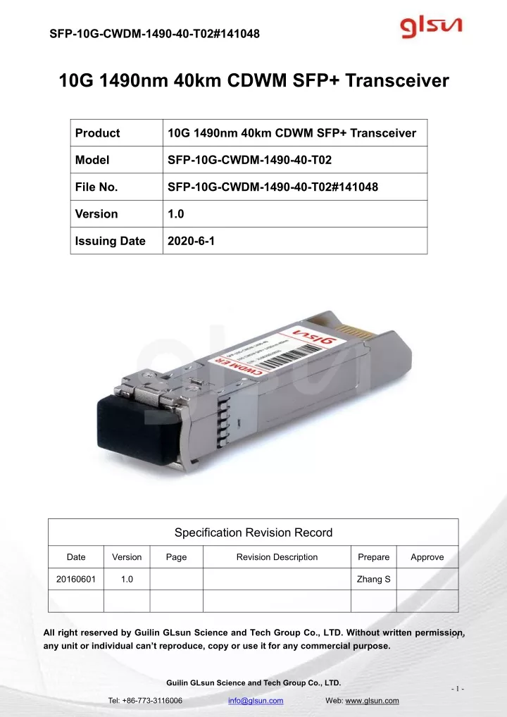 sfp 10g cwdm 1490 40 t02 141048