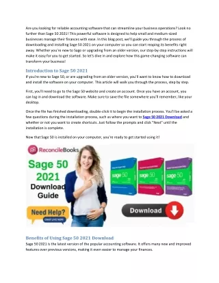 Download Sage 50—U.S. Edition 2021 Full Product