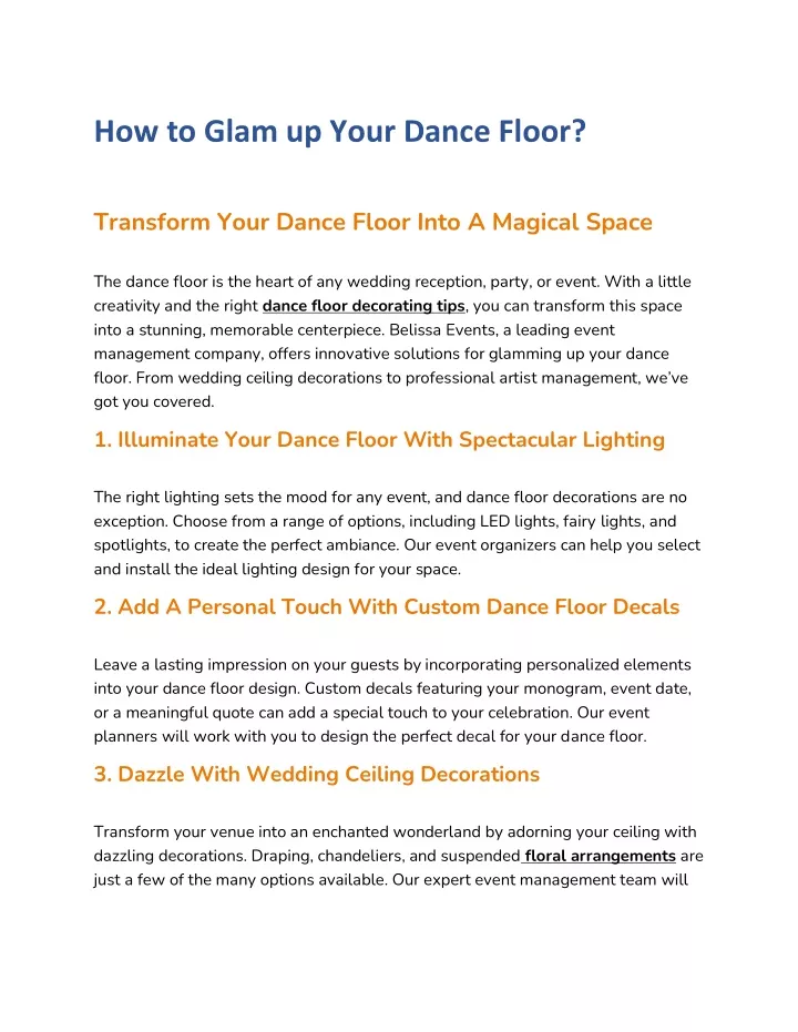 how to glam up your dance floor