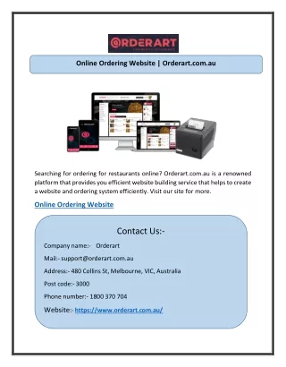 online ordering website orderart com au