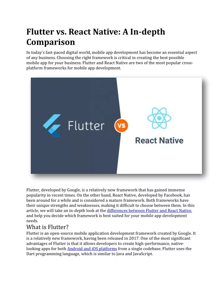 flutter vs react native a in depth comparison