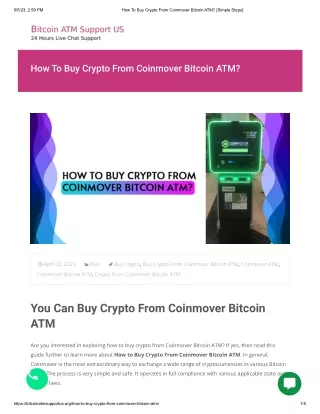 How To Buy Crypto From Coinmover Bitcoin ATM?